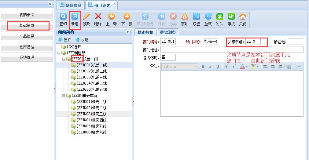 2【部门设置操作示意】